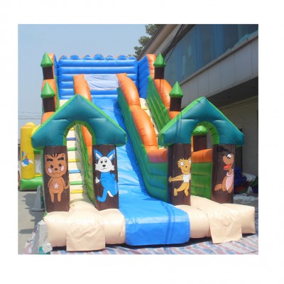 Outdoor commercial running rabbit inflatable slide down slide with two lane