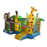 PVC inflatable animal castle house jungle  safari animal inflatable safari bounce house jumping combo with slide